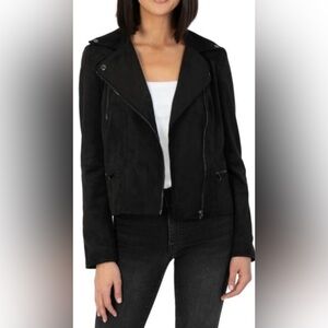 Black faux suede Kut Moto Jacket